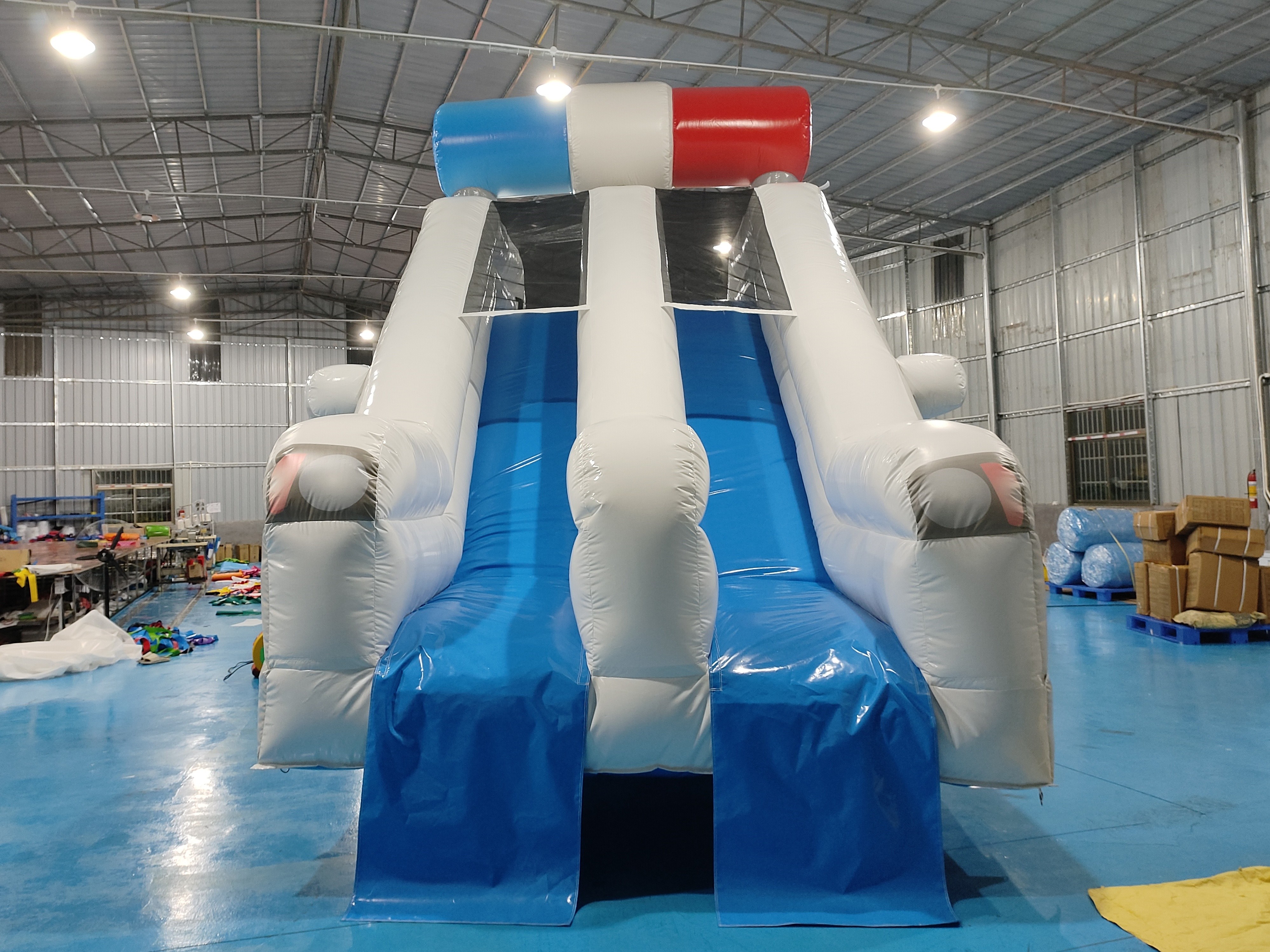 Customized Backyard Inflatable Slide Police Patrol Wagon Carton Inflatable Double Dry Slides For Kids