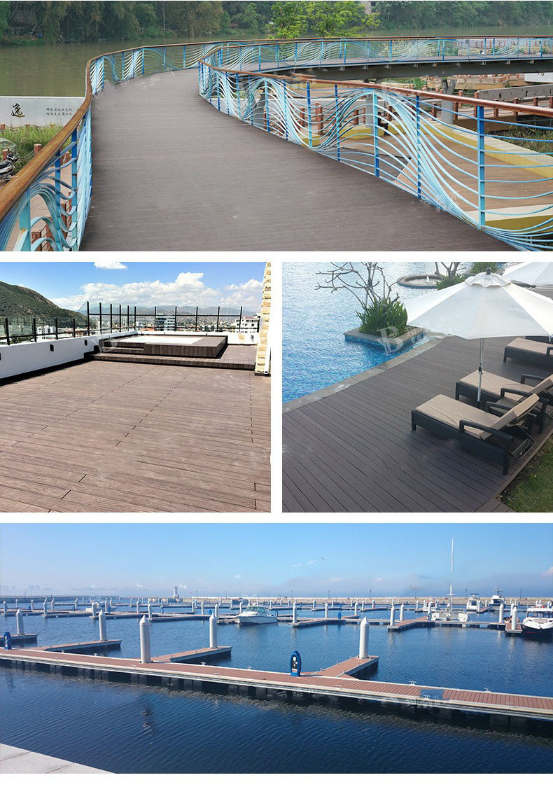 152x23mm WPC Decking Boards Exterior Flooring Panel For Building Materials Hollow Round Hole Floor Plank