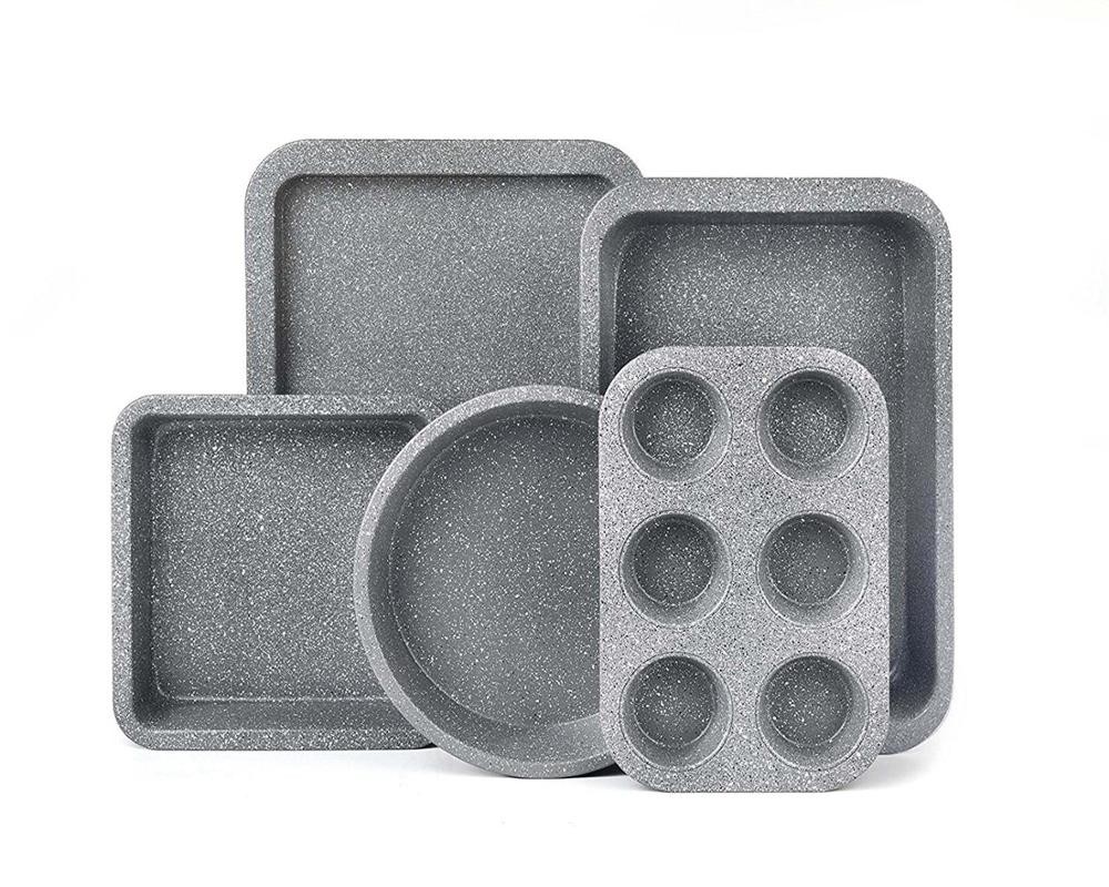 5pcs Marble Coating Premium Non-Stick Round Baking Pan cake mould nonstick cake pan cake mold