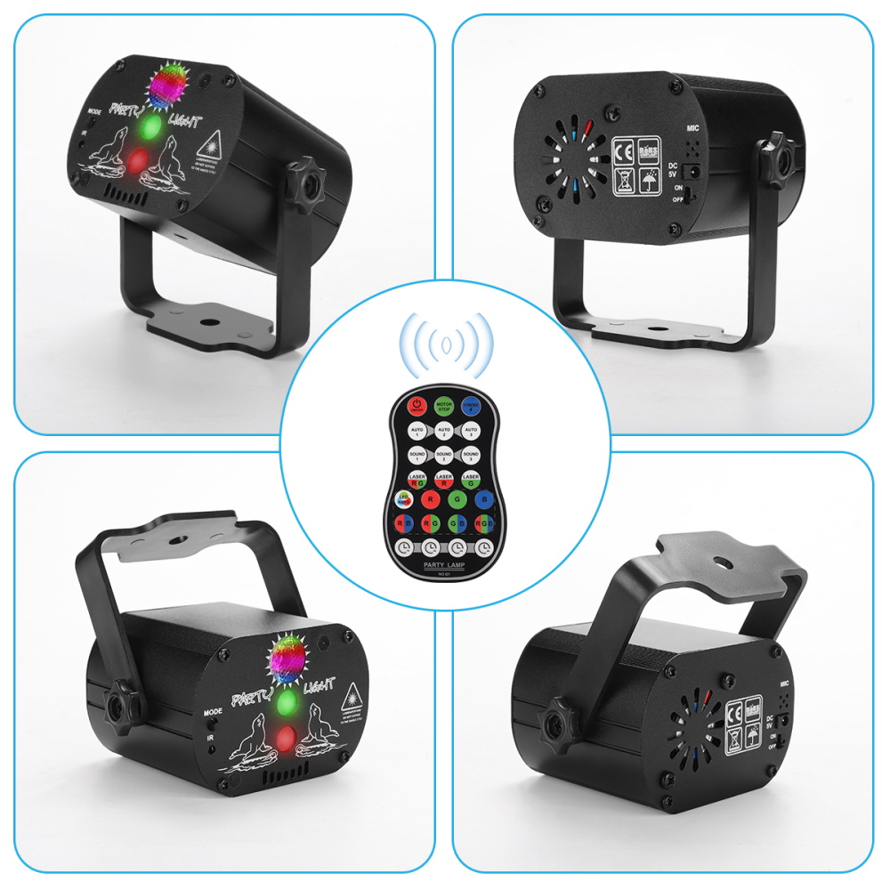 Party Disco Lights DJ Lights LED Sound Activated Remote Control RGB LED Stage Laser Light for Parties Holiday Decoration