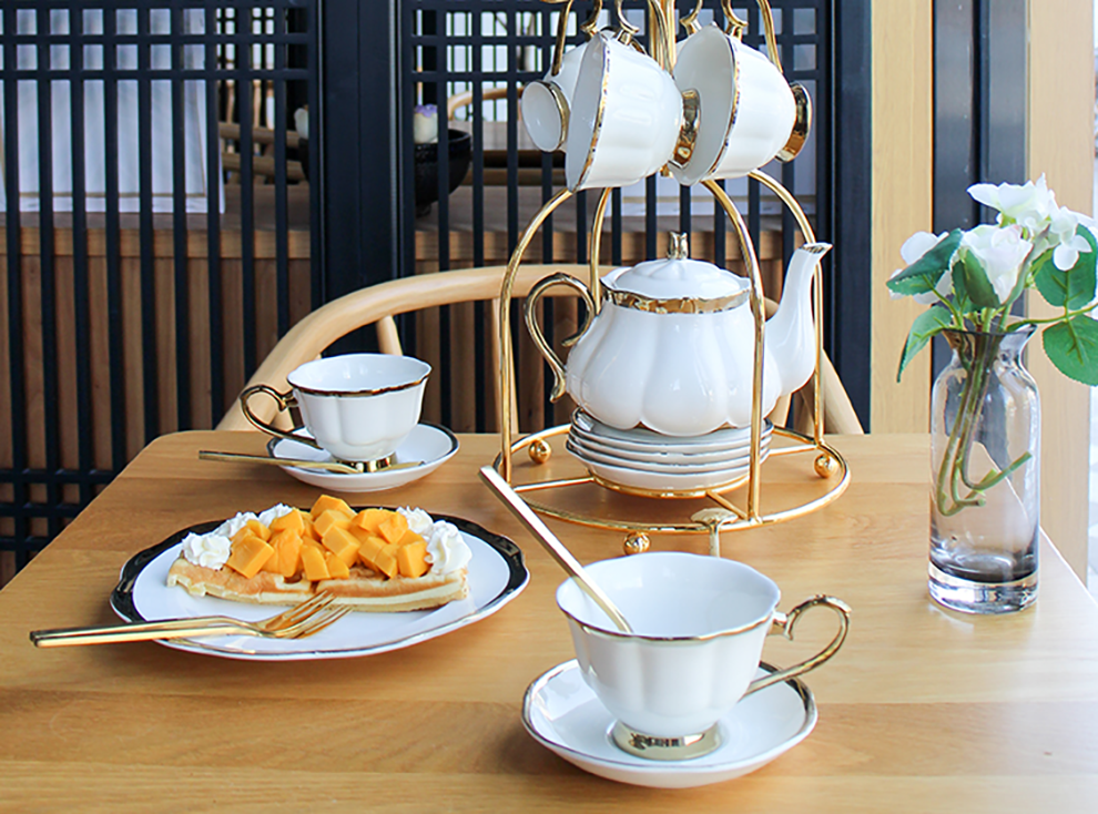 Sustainable Luxury Gold Rim Porcelain Espresso Cappuccino Turkish Coffee Tea Cup Set