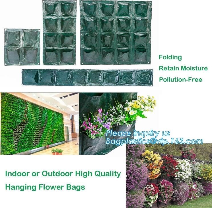 4 Pockets Permeable Non-woven fabric 26x65cmx1mm Vertical Wall Planting Bag for flower vegetable lettuce ferns, bagease