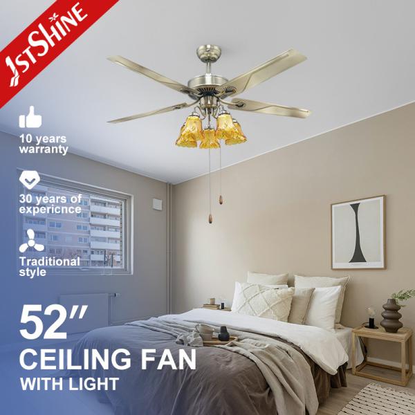 Support Dimmer 52 Inches Stainless Steel Lighting Ceiling Fan with AC Motor Pure
