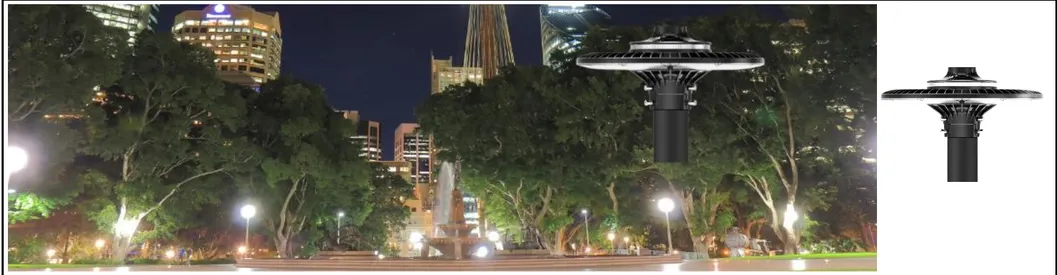 Energy-Saving 140lm/W Smart-Tuning 200W LED Garden Post Light Pole Area Light for Highway Rest Area Sports Complex Waterfront Promenade