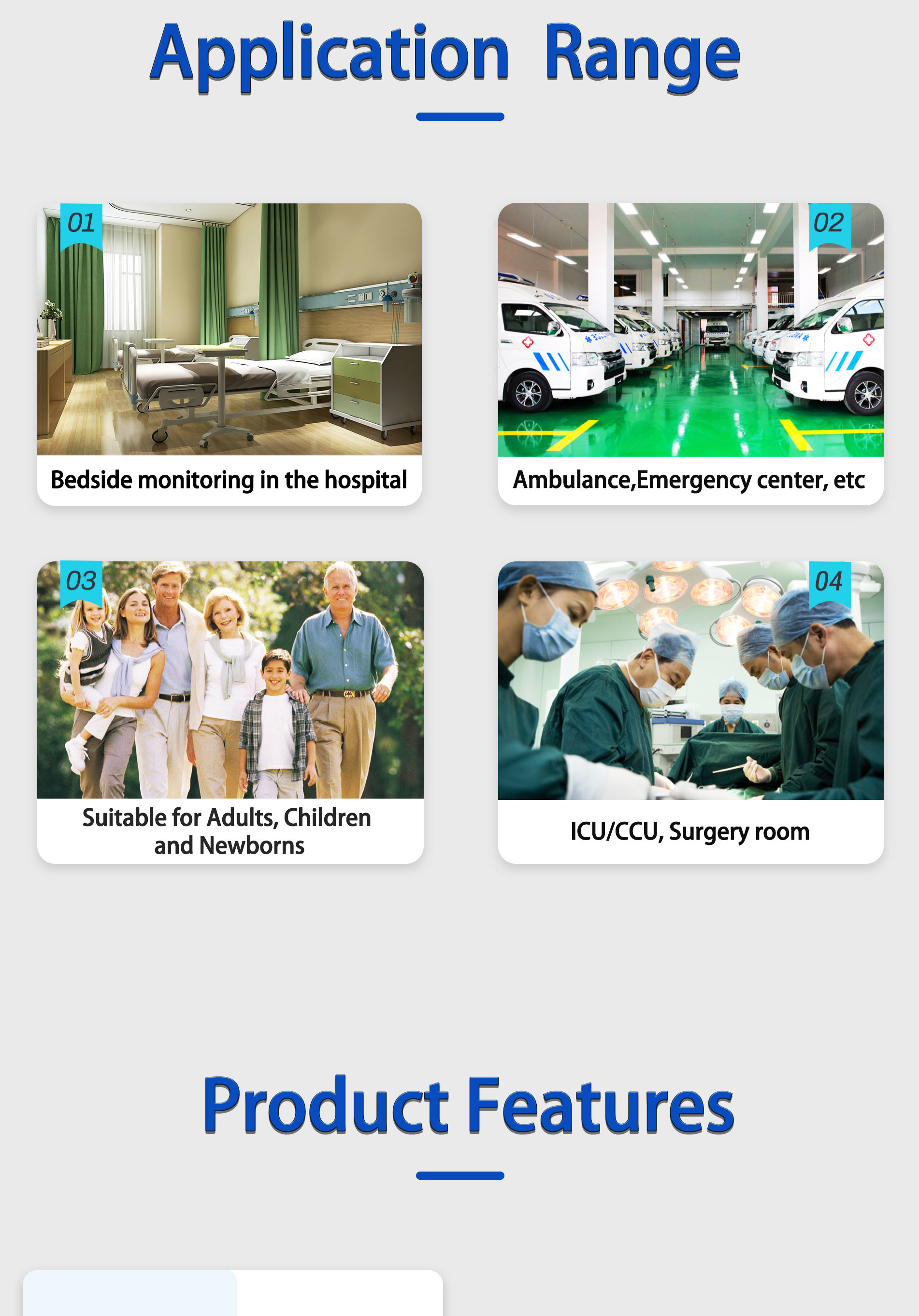 Vital Signs Monitoring Uninterrupted Bedside Monitor​ 12 Inch