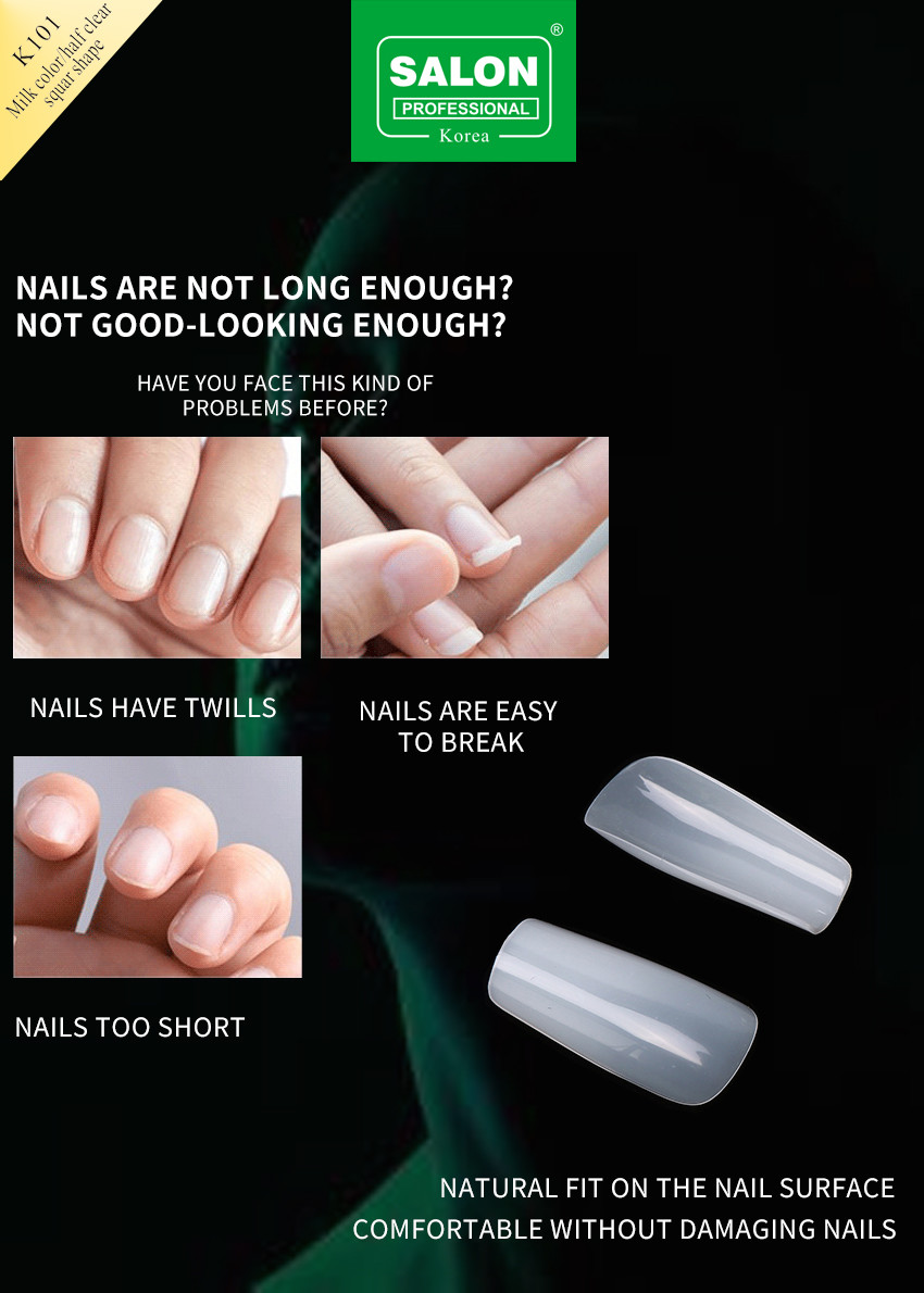 Sharp Shape Nail Tips 500 PCS Natural Acrylic Fake Nail Kit For Nail Extensions