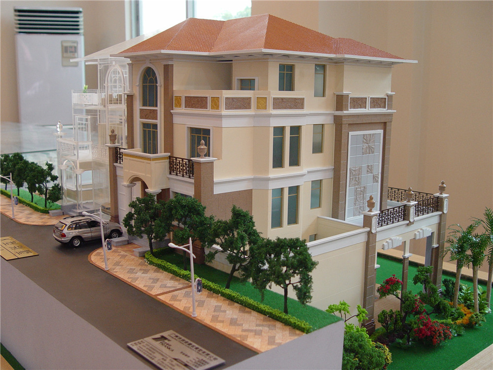 Internal Light Villa House 3D Model 10CM Wood Base Plate 1 / 30 Scale