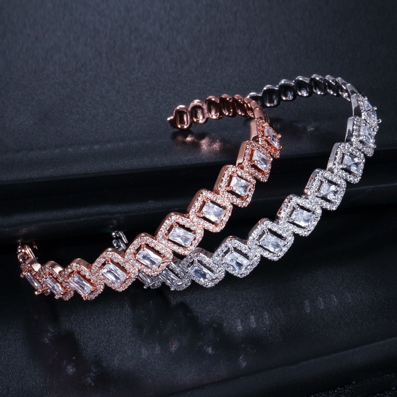 AAA+ Elegant Square CZ Bracelets Zircon Tennis charm Bracelets & bangles CZ Bracelets & bangle Wedding Jewelry