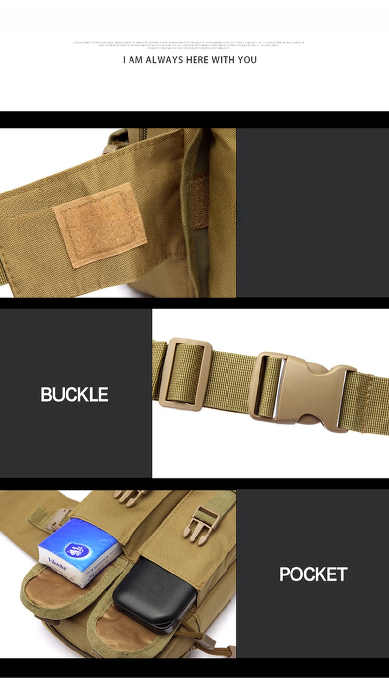 Outdoor Camping Multicolor Waist Backpack with Belt and Pattern Type Water Bottle Bag