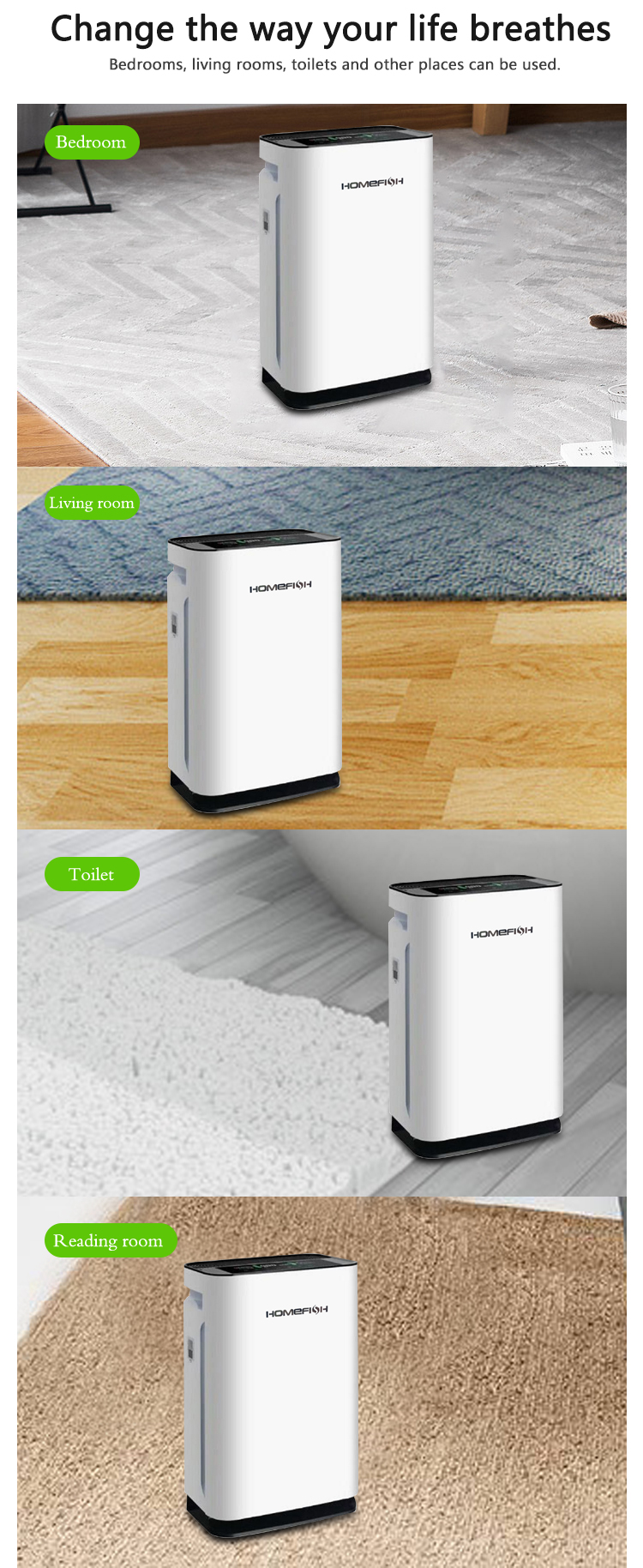Homefish OEM Purificador De Ar Luftreiniger UVC Hepa Filter 2021 Air Purifier With Humidifying Function Air Purifier