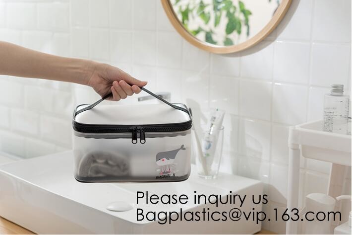 Travel Transparent Pvc Toilet Cosmetic Bag Clear Make Up Pouch,Waterproof Custom Logo Geometric Black Pouches Cosmetic B