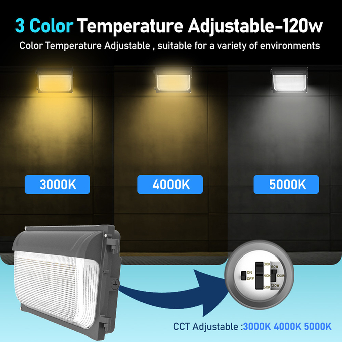 OEM Slim LED Wall Pack Light 30W 40W 60W 80W 120W 3CCT Adjustable IP65 Waterproof For Loading Docks