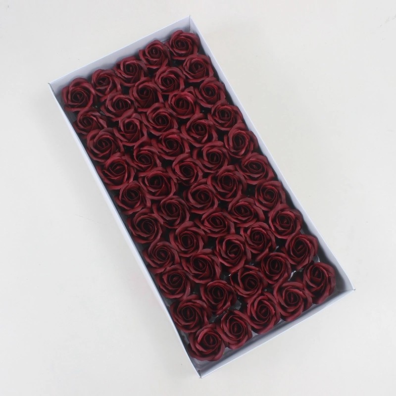 Wholesale Soap Rose Head Artificial Flower 3.5cm 50pcs/box for DIY Wedding Decoration Birthday Holiday