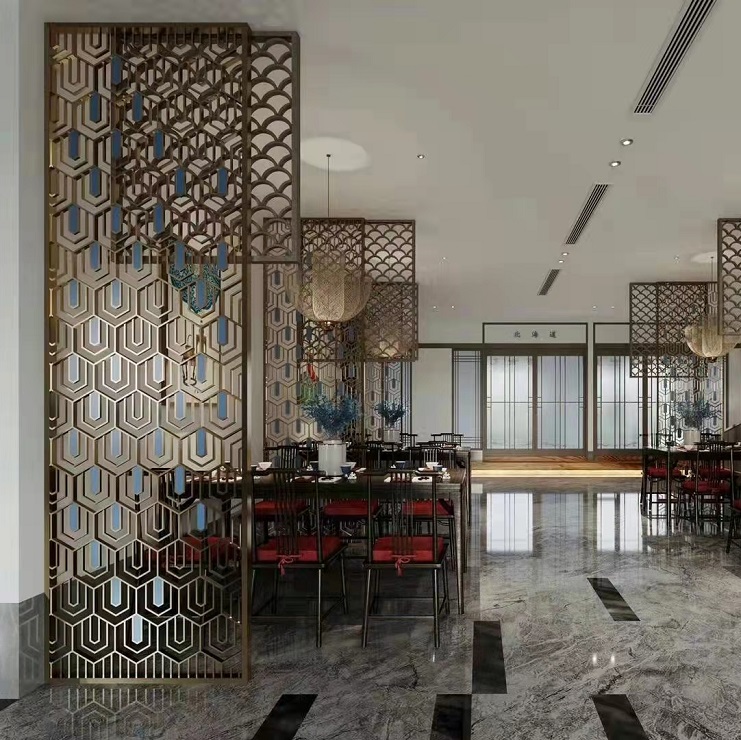 Waterproof laser cut brass screens metal room divider