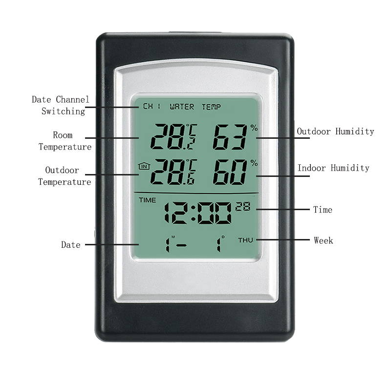 120*75*21mm Multi Function Display Clock With Wireless Temperature And Humidity Meter