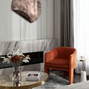 Accent Style Modern Single Sofa Chair Featuring Velvet Fabric and Metal Frame