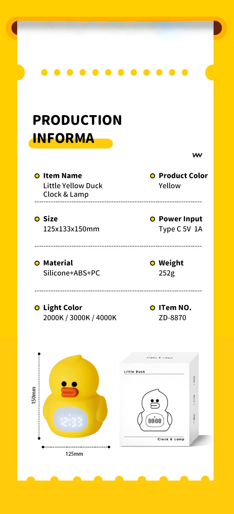 Custom Cute Silicone Duck Led Night Light Dimmable Bedside Touch Lamp for Kids