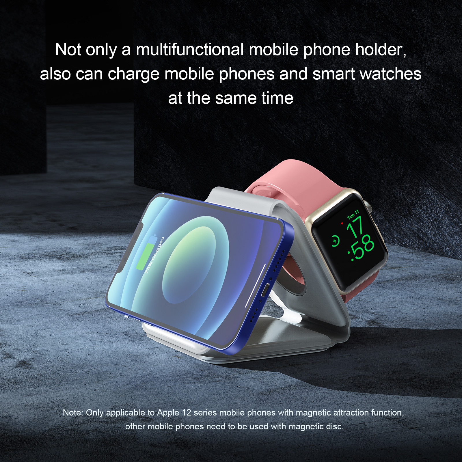 15W Qi Compatible Portable 3 In 1 Wireless Charging Pad With Over Voltage Protection - Black/White