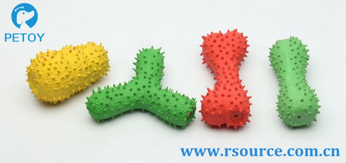 Teeth cleaning Spiky Squeaky rubber latex toy for dogs
