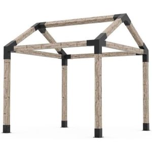 China 15° 3-Way Pergola Corner Bracket Kit with Post Base for 4x4 and 6x6 Wood on sale