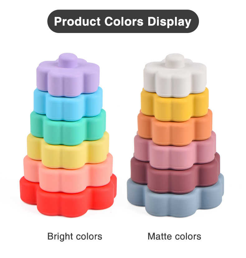 Morandi Flower Baby Silicone Toys Eco Silicone Stacking Tower