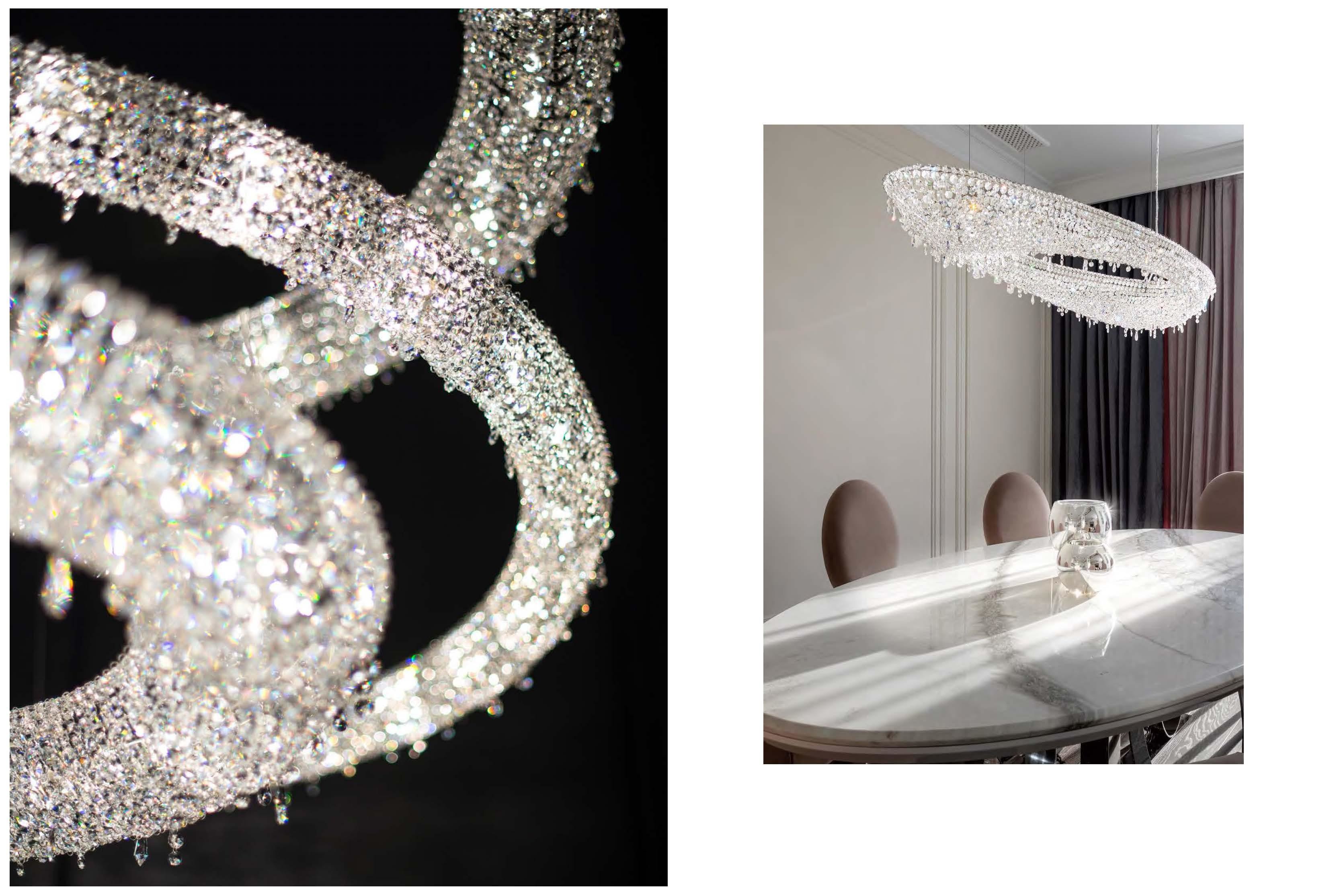 LED Bulb Custom Creative Crystal Lobby Chandelier With Switch Control