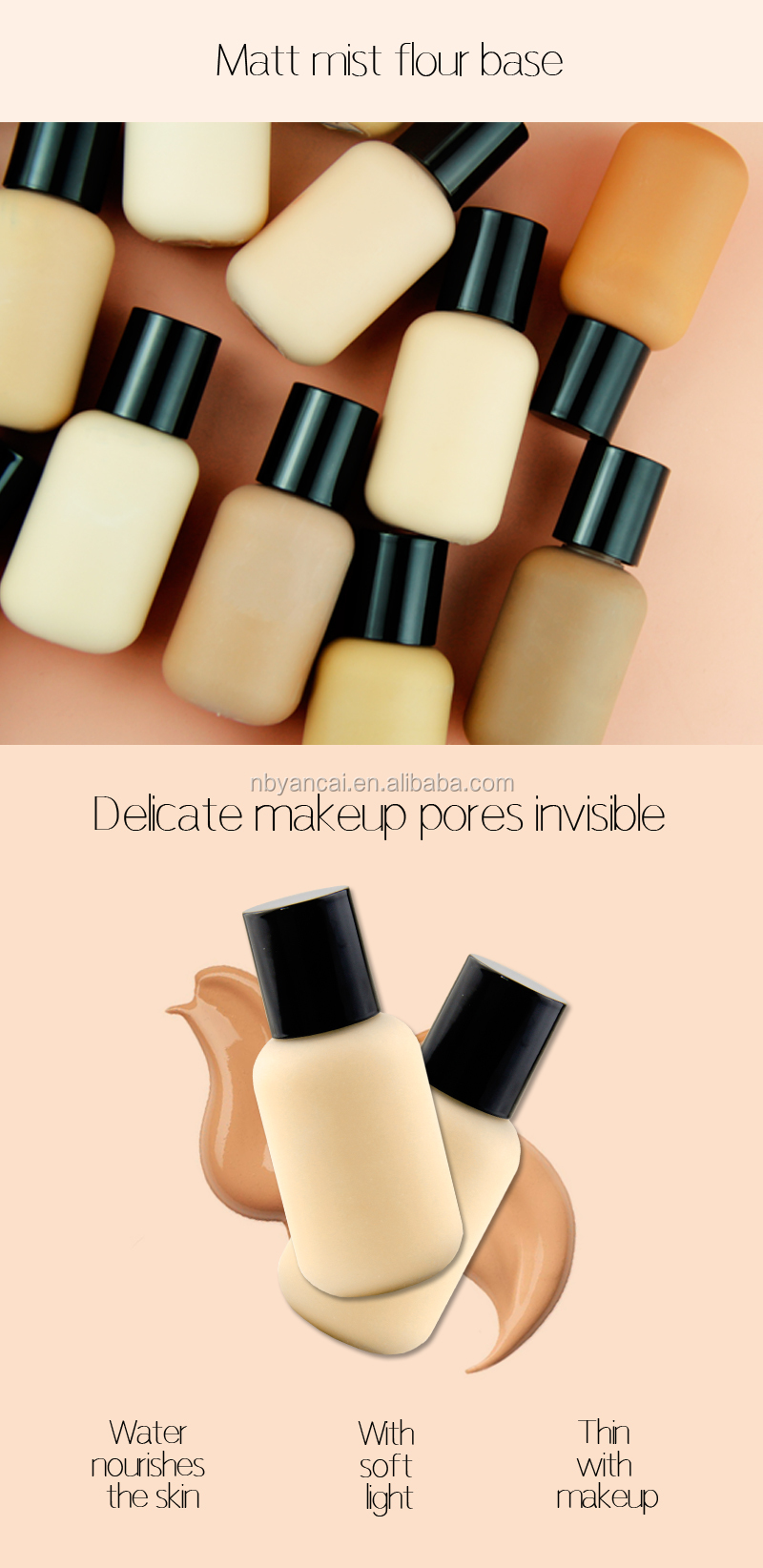 Custom Logo Makeup Velvet Matter Finish Liquid Foundation Private Label Facial Liquid Make Up Full Coverage Foundation