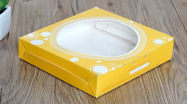 Wholesale custom Paper Cookies packing Cake Box with PVC window,Wholesale Plastic Square Birthday Wedding Packaging Clea