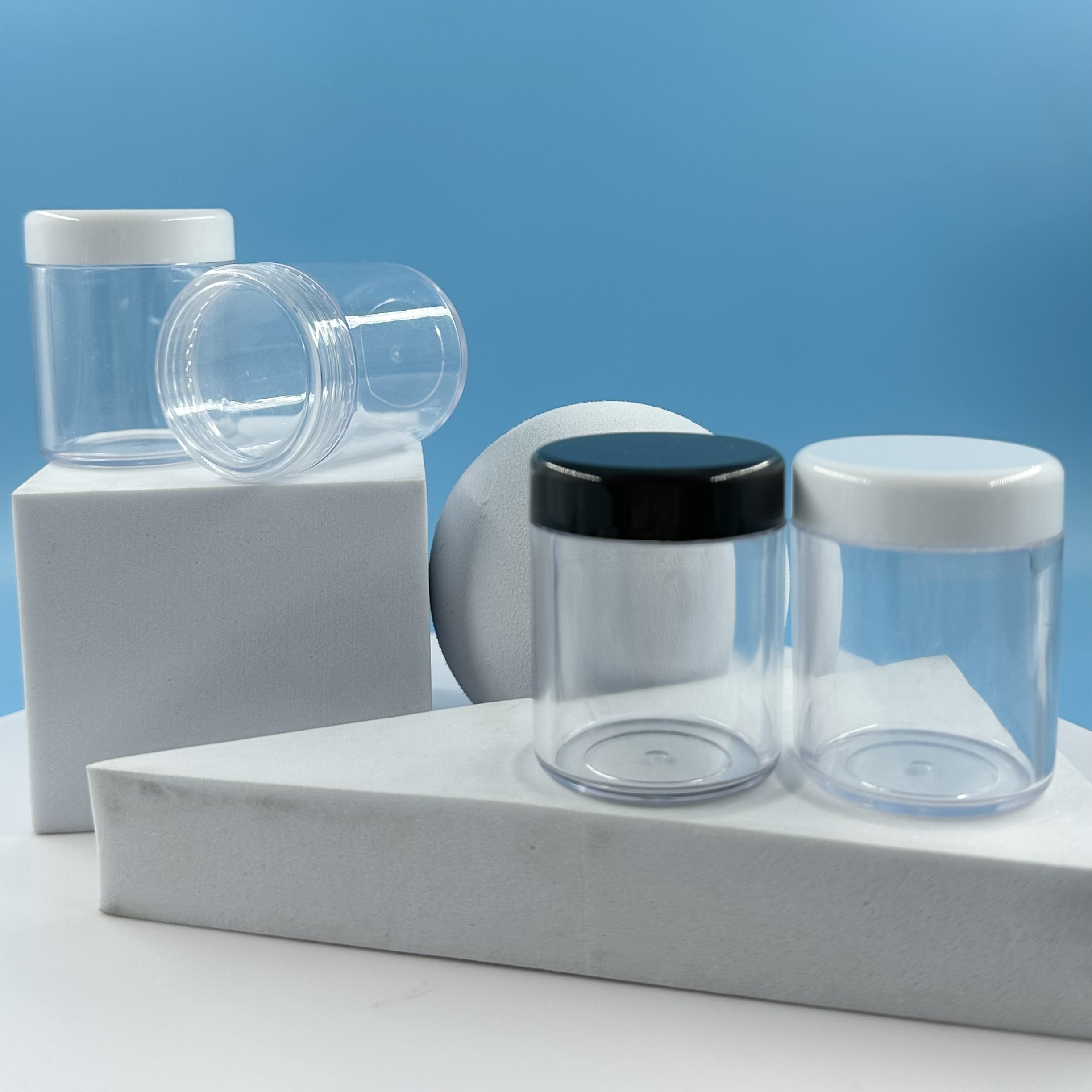 30g Transparent Cream Jar with Black Lid Volume 20ml 30ml 50ml Durable PS Plastic Jar