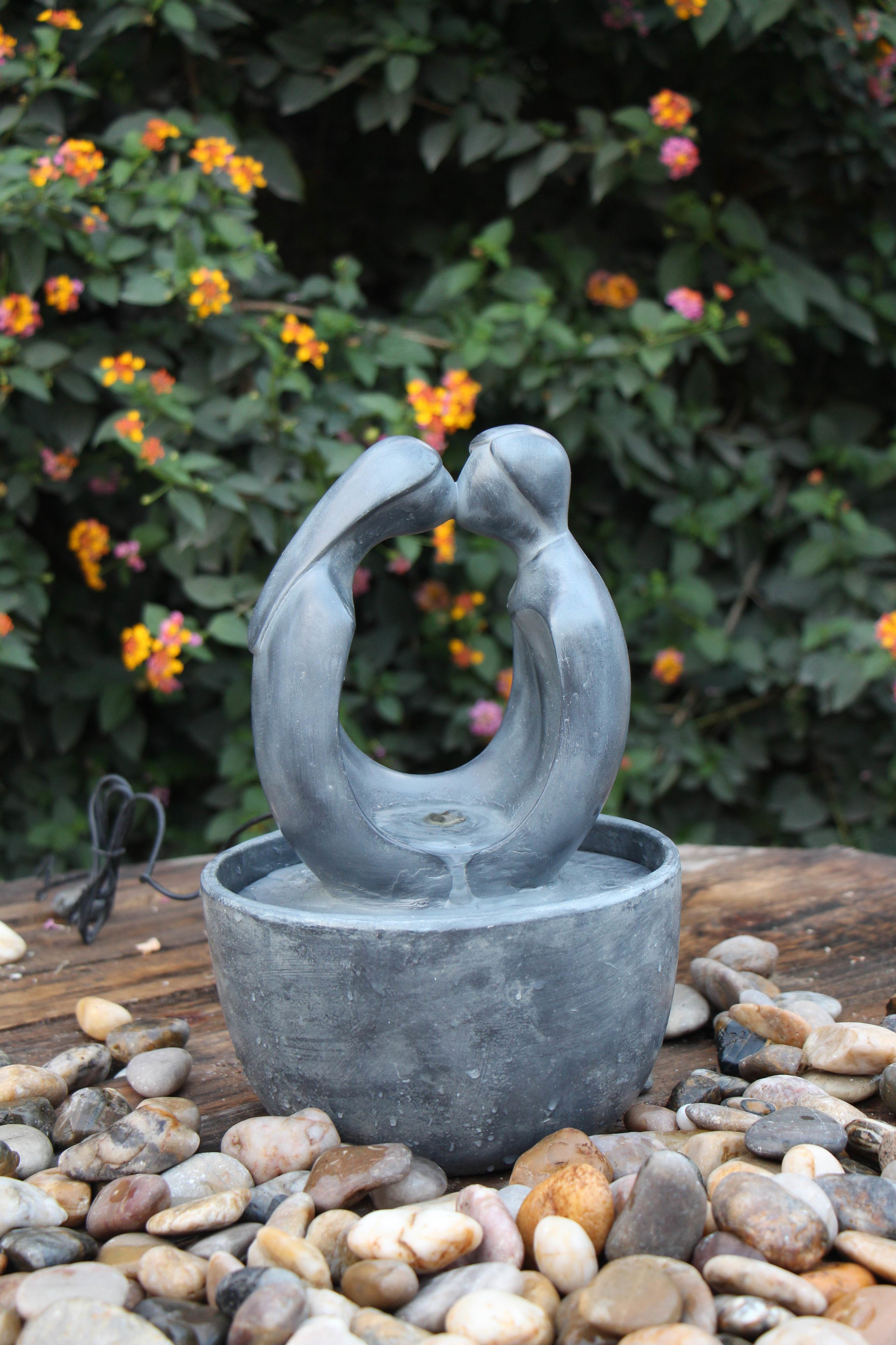 Home Decoration Cast Stone Fountains Small Abstract Figure Nude Couple Water Fountain