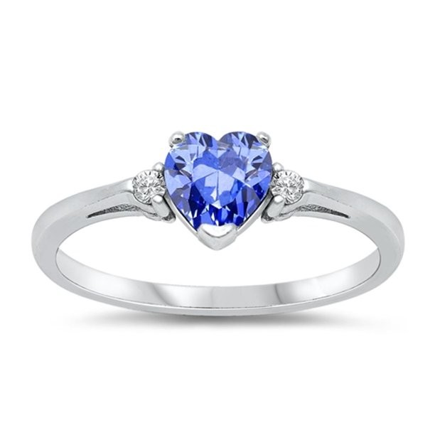 Flower Design JewelersClub Tanzanite Ring Sterling Silver Ring Jewelry with White CZ Accent