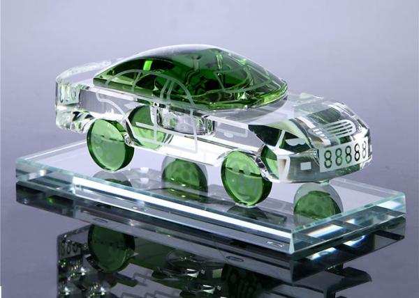 Car Shape Crystal Decorative Glass Bottles Yellow / Green / Blue / White Color