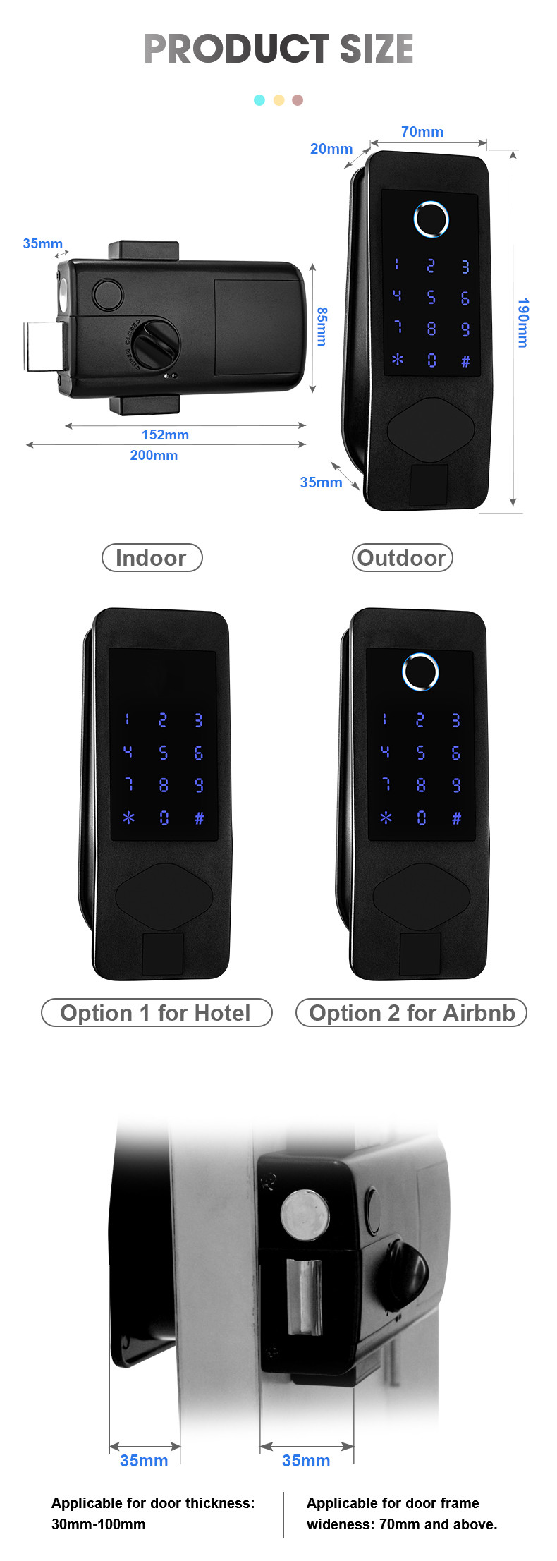 Fingerprint Digital Rim WIFI Bluetooth Electronic Keyless Door Locks
