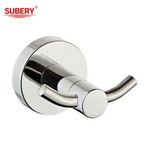  Wall Mounted Bathroom Accessories SUS304 Double Robe Hook polished chrome clssical round design OEM ODM Manufactures