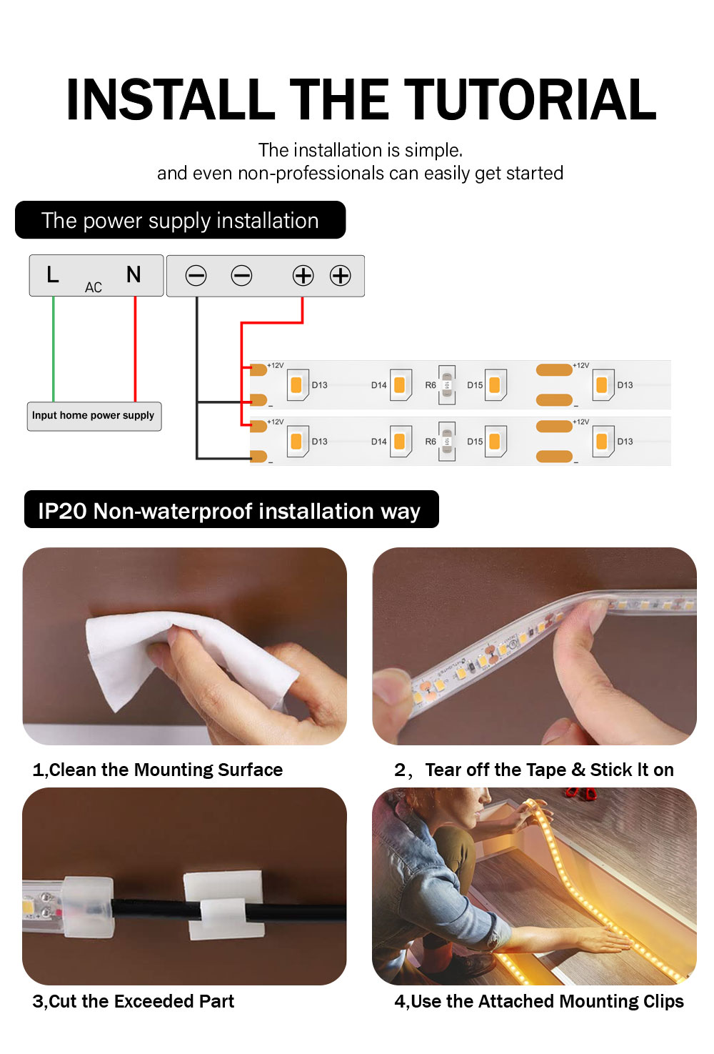 12V24V 8mm 120leds 3000K4000K6500K12000K IP67 SMD2835 Double-sided Led Strip Light 0.06kg