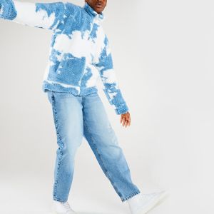 Custom Tie Dye Oversized Fleece Jacket for Men Winter Sherpa Jacket with Stand