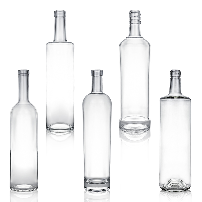 Classic Round Glass Spirits Bottle with Customized Logo and Cork Stopper