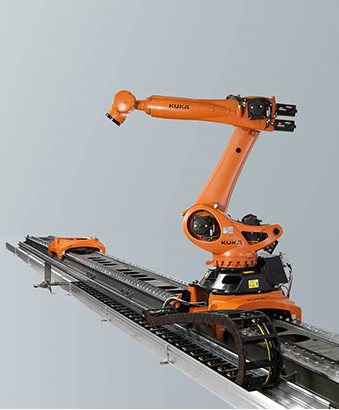 Robot Moves KUKA Automated Robot Rail Guide KL 250-3 7th Axis Rail