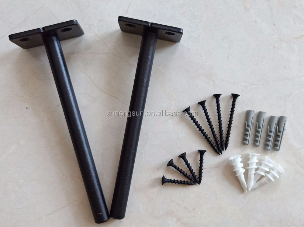 Hardware Included Black Solid Steel Floating Shelf Bracket for Blind Shelf Supports