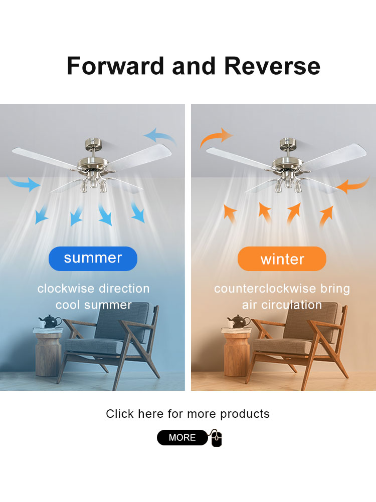 Modern Living Room Lighting Smart Ceiling Fan with 3 Speed Choice and Remote Control