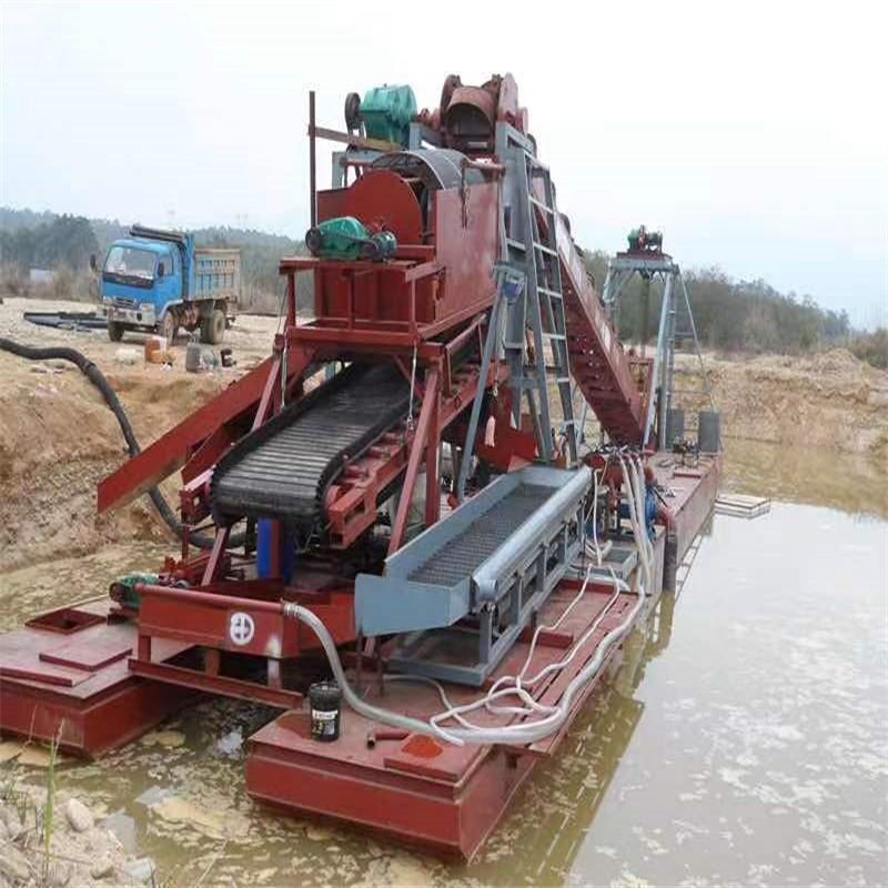Customized Chain Bucket River Mining Boat /Sand Gold Ship/Diamond Dredger Machinery with Agitation Gold Chute Equipment /Jigging Machinery/ Centrifuge