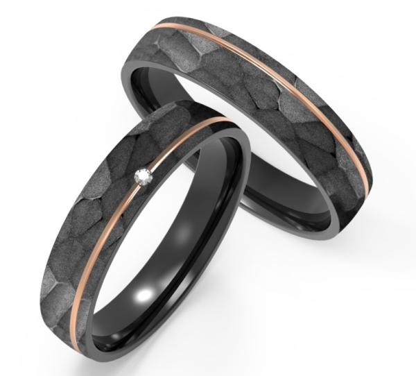 Inlaid Zircon Couple Black Titanium Jewelry Rose Gold Side Imitation Stone
