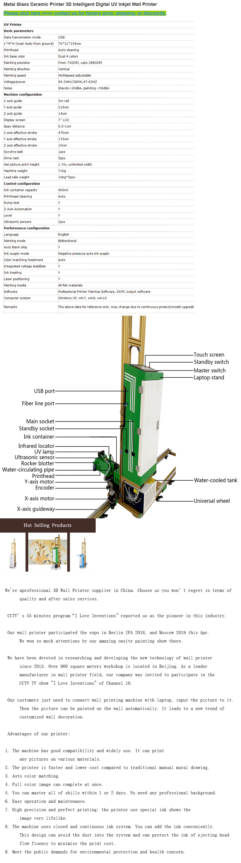 Wall Mural Wheeled Wall Inkjet Printing Machine Portable