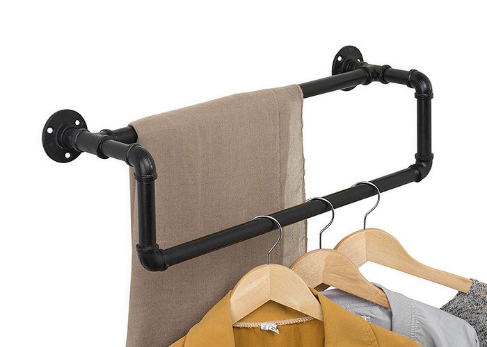 3/4 Inch Black Pipe Coat Rack Hanging Wall Towel Holder ISO9001 Approval