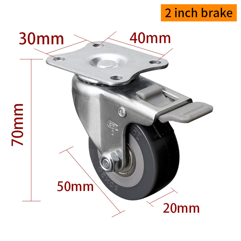40kg 2 Inch 50mm Mini Caster Wheels TPU Tiny Small Casters 262P-76