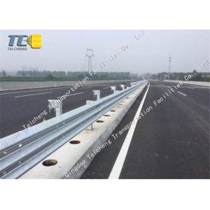 Impact Resistance W Beam Crash Barrier , Wave Steel Traffic Guard Rails