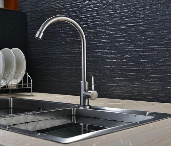 Brushed Polished Single Lever Basin Mixer Stainless Steel Single Cold Water