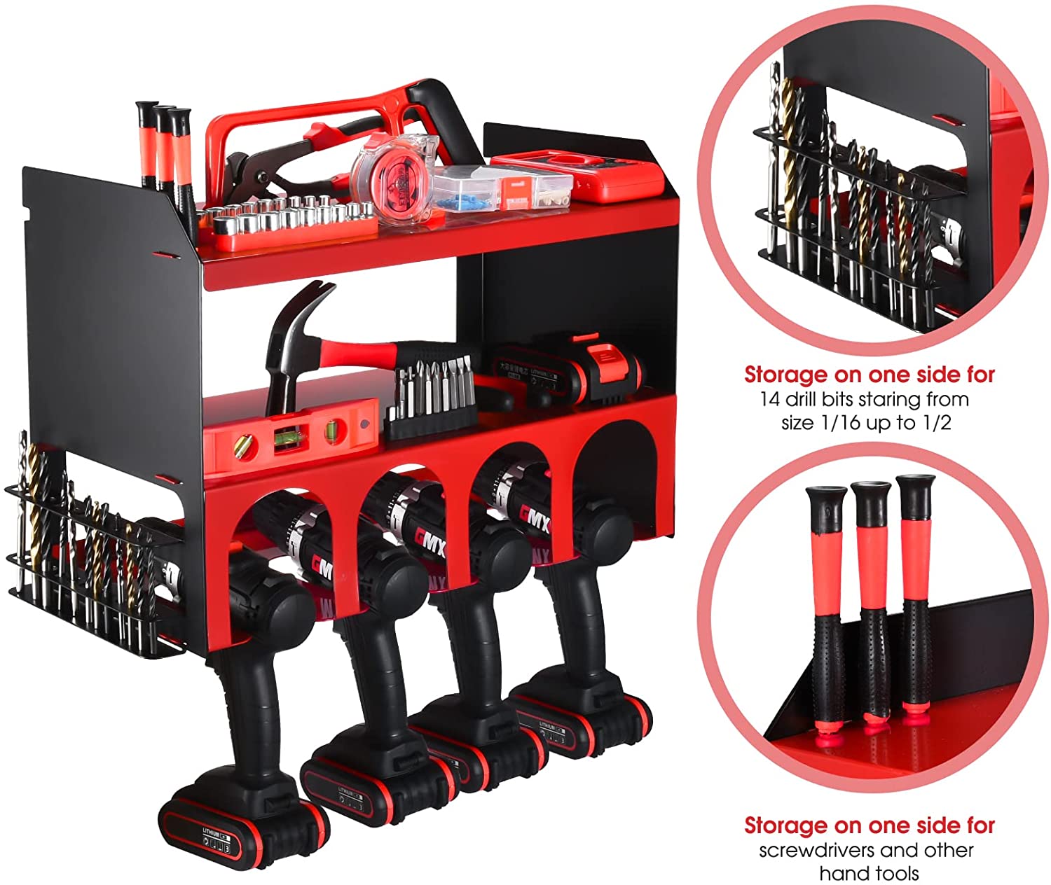 Carbon steel Cordless Drill Tool Holder for Charging Station Wall Mounted Type