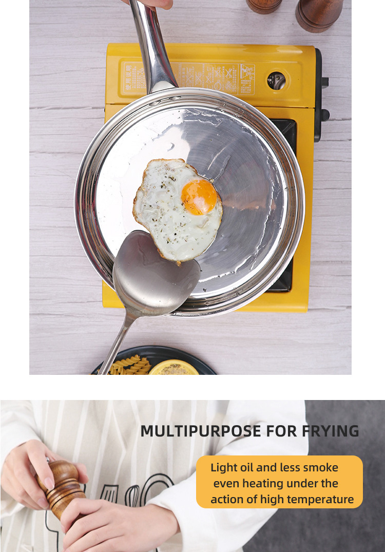 Full Size Stainless Steel Fry Pan Induction Cooking Panela Panci Pan Nonstick Medical Stone Frying Pan
