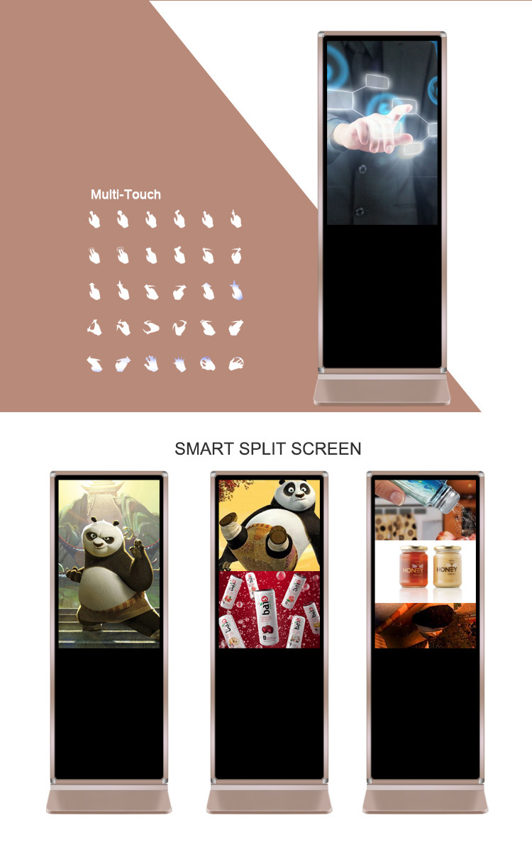 Vertical LCD Digital Signage Display , LCD Advertising Player 450 cd/m2